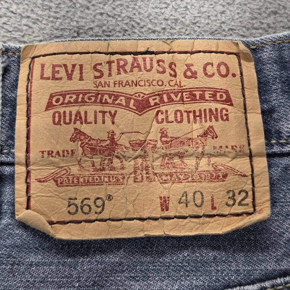 Levis 569 Jeans Mens Blue Loose Straight Relaxed Medium‎ Wash Zip Fly Fits 38x28